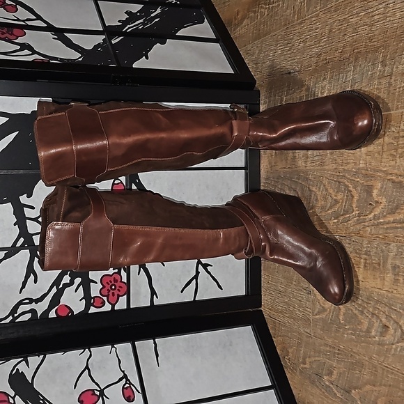 Cole Haan Shoes - Cole Haan Knee High Wedge Heeled Boots Brown Size 7‎
